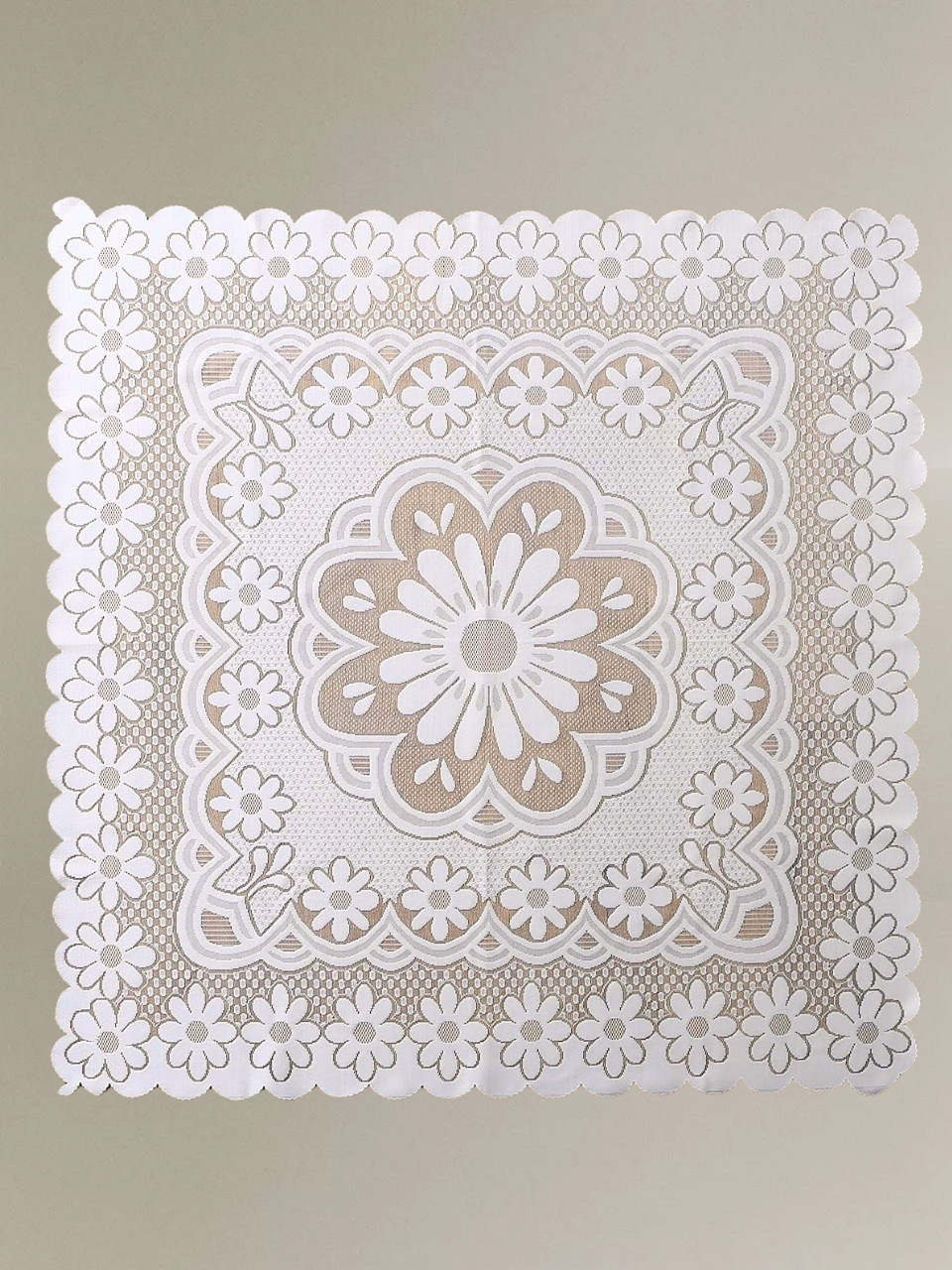Ivory Crochet Table Throw