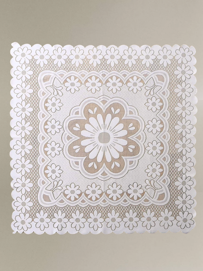 Ivory Crochet Table Throw