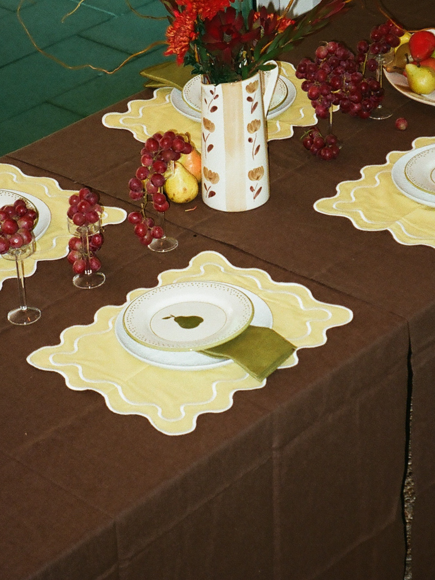 Olive Green Linen Napkin Set