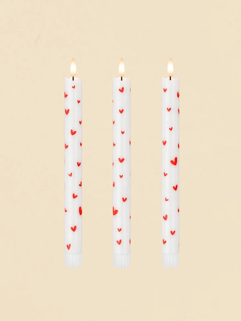 Heart LED Taper Candle Set