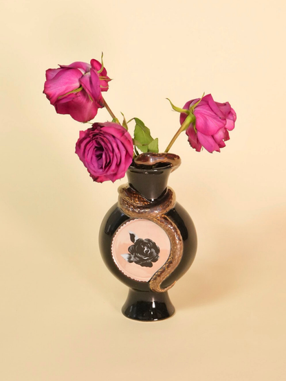 Adelle Gilded Snake Stoneware Vase