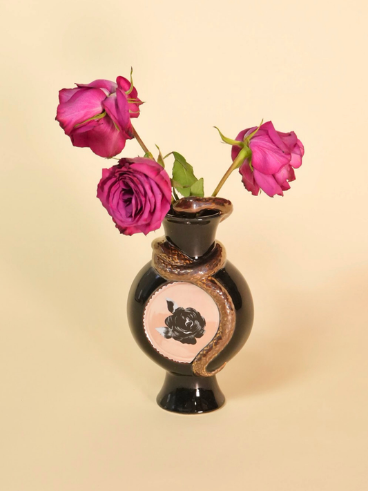 Adelle Gilded Snake Stoneware Vase
