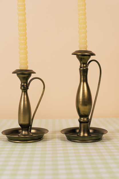 Antique Style Brass Candlestick Holder Set