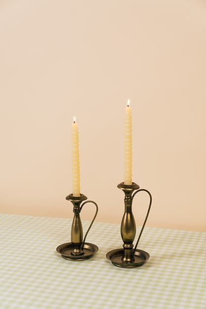 Antique Style Brass Candlestick Holder Set