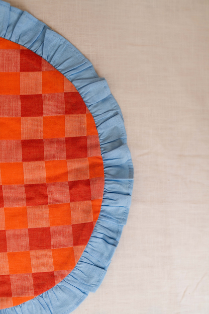Apricot Checkerboard Cotton Placemat Set