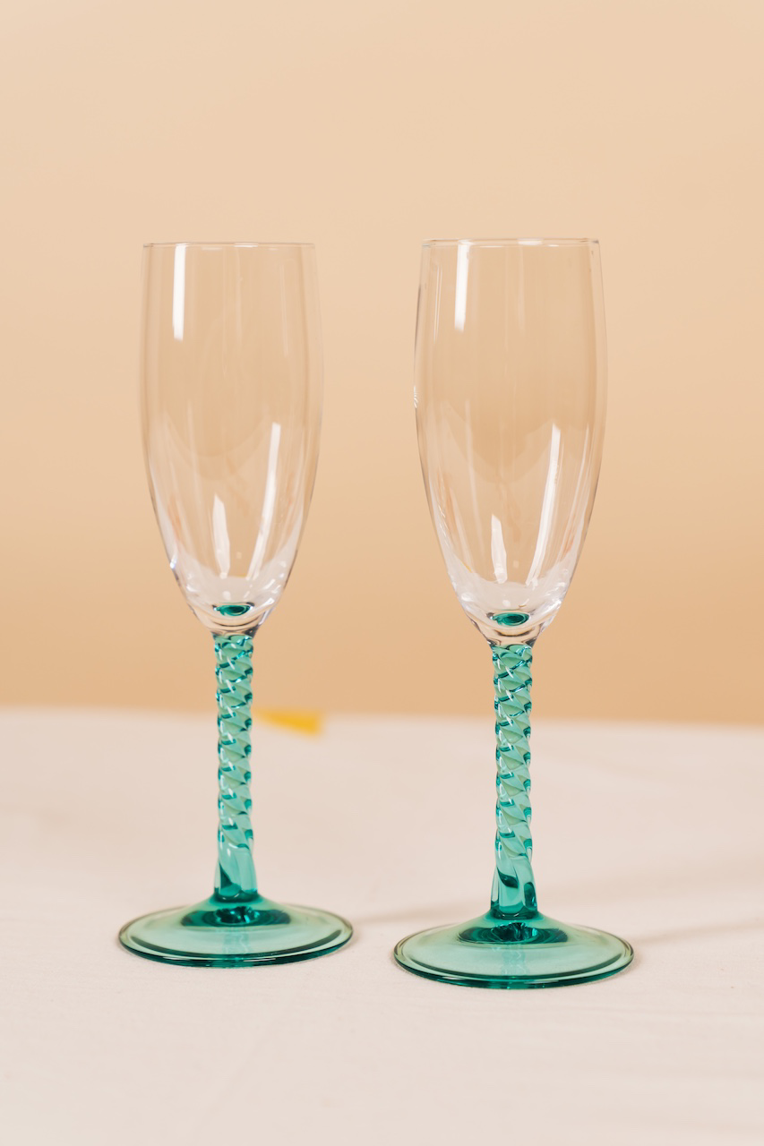 Aqua Twisted Stem Champagne Glass