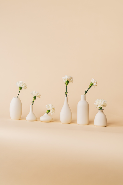 Assorted White Ceramic Bud Vase Set