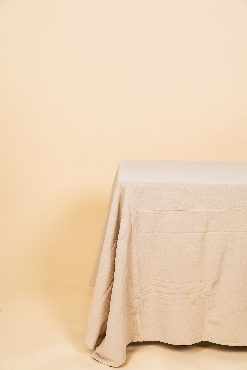 Beige Washed Linen Tablecloth