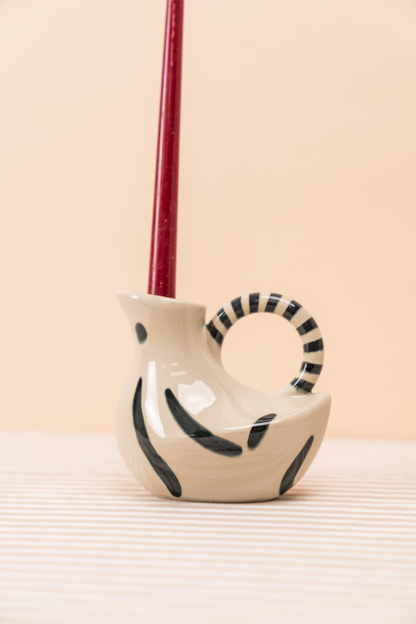 Bird-Shaped Stoneware Candlestick Holder