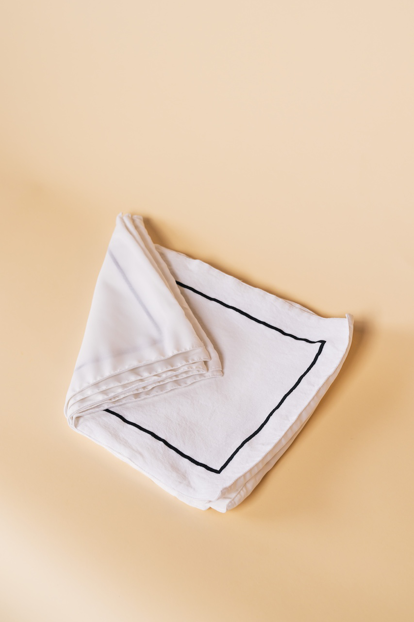 Black Embroidered White Placemat