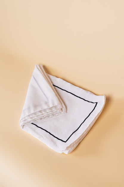 Black Embroidered White Placemat