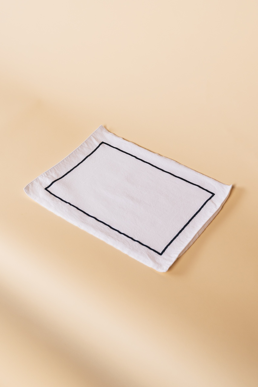 Black Embroidered White Placemat Set