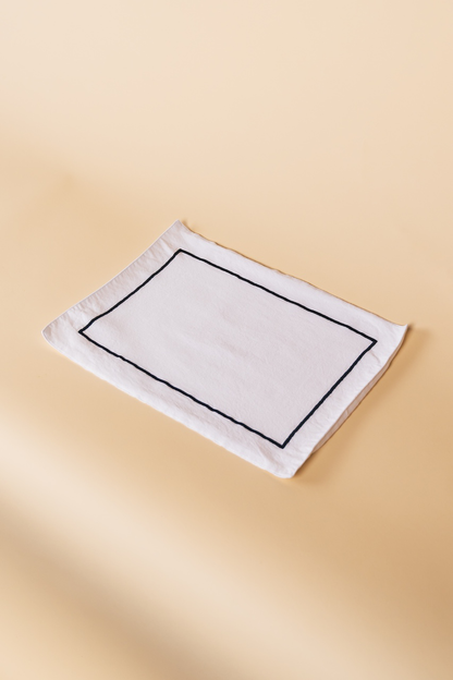 Black Embroidered White Placemat Set