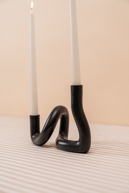 Black Metal 2-arm Candlestick Holder
