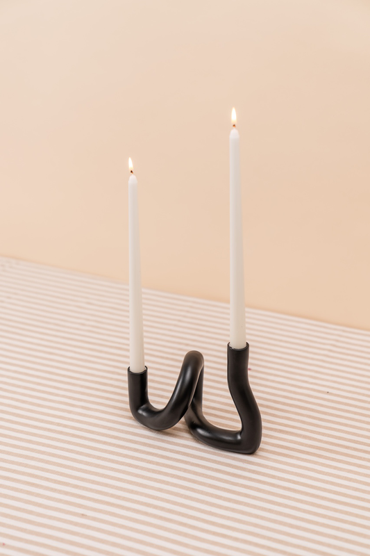 Black Metal 2-arm Candlestick Holder