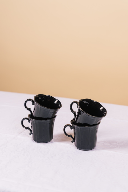 Black Petal Mug Set of 4