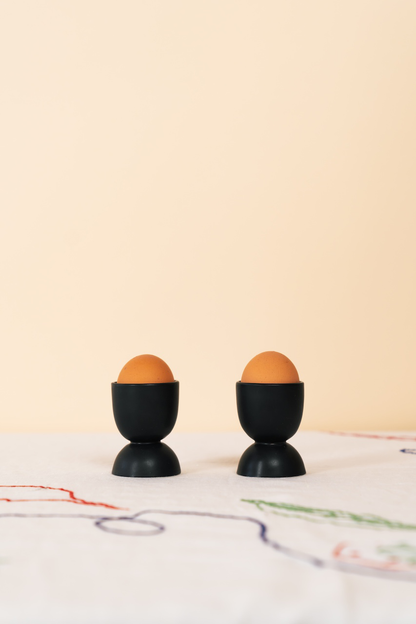 Black Porcelain Egg Cup Set of 4
