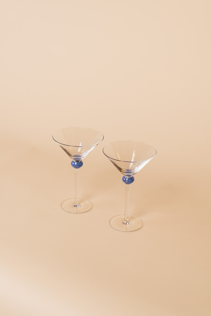 Blue Knob Martini Glass