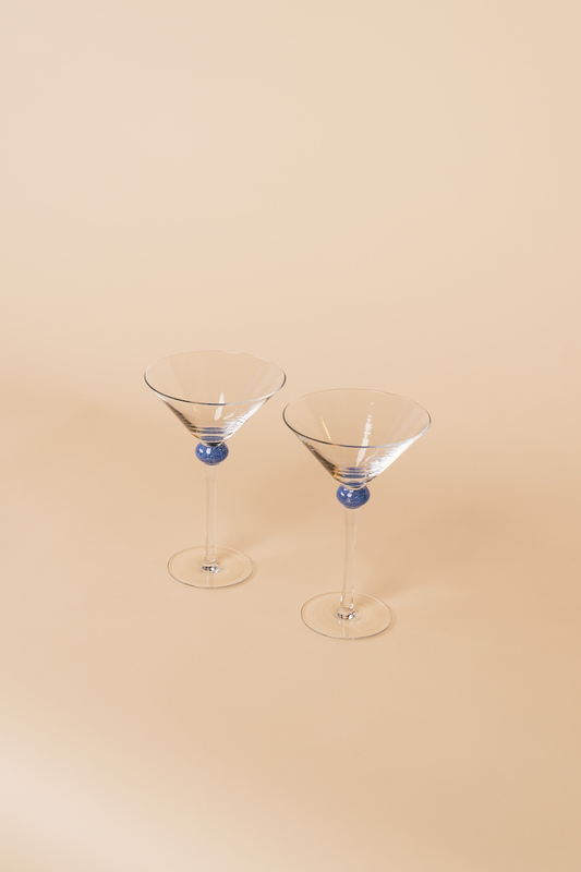 Blue Knob Martini Glass