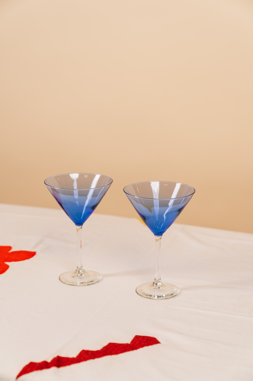 Blue Martini Glass Set of 2