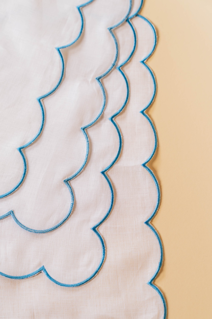 Blue Scalloped Edge Placemat Set