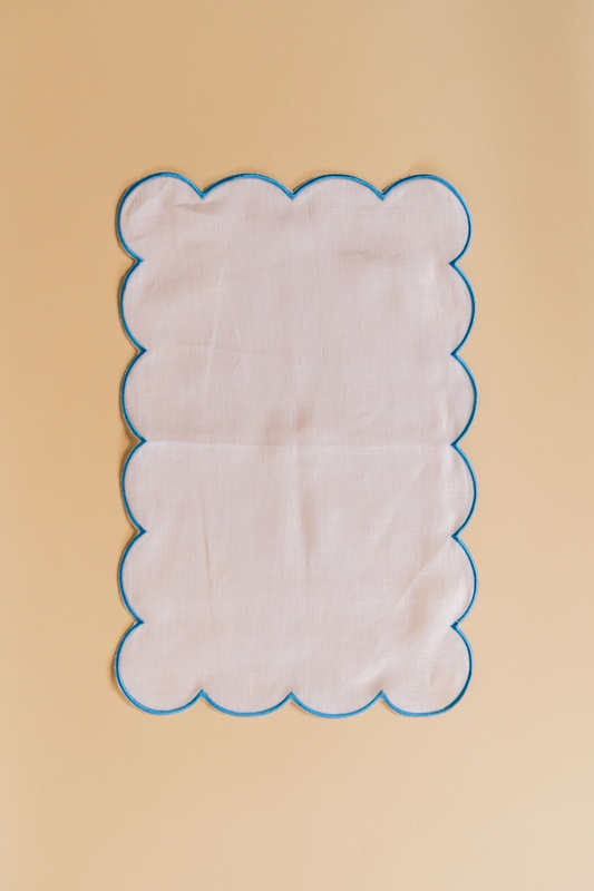 Blue Scalloped Edge Placemat Set