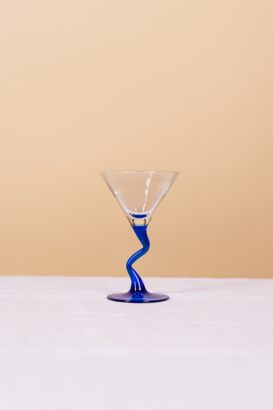 Blue Wavy Stem Martini Glass