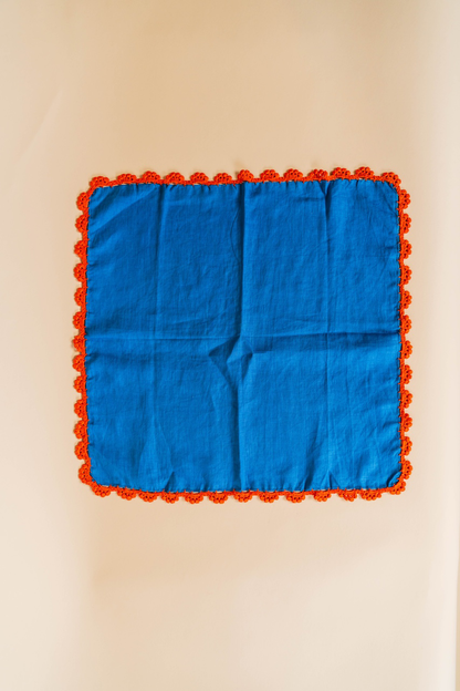 Blue and Orange Crochet Napkin Set