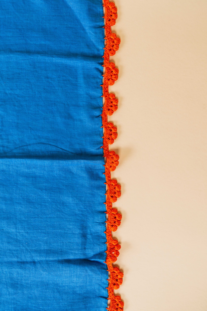 Blue and Orange Crochet Napkin Set