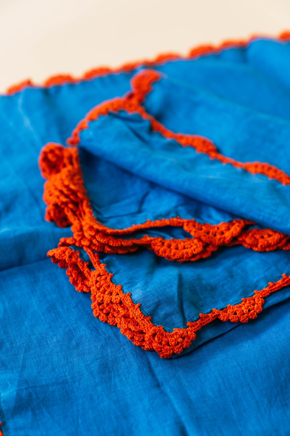 Blue and Orange Crochet Napkin