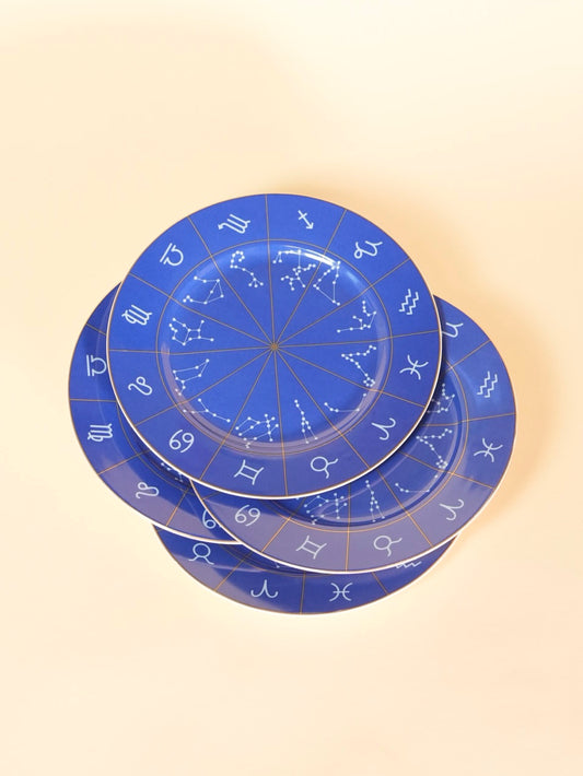 Blue zodiac salad plate