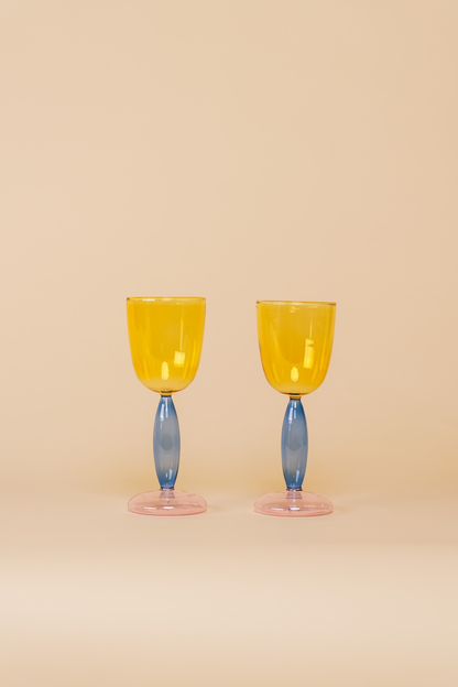 Bordeaux Yellow Glass Wine Cup Set