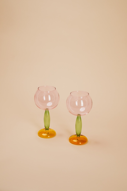 Burgundy Pink Glass Wine Cup Set of 4
