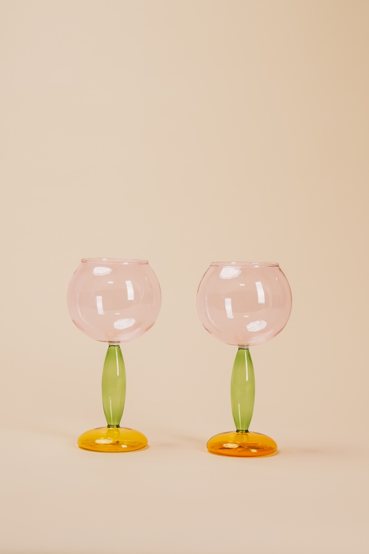 Burgundy Pink Glass Wine Cup