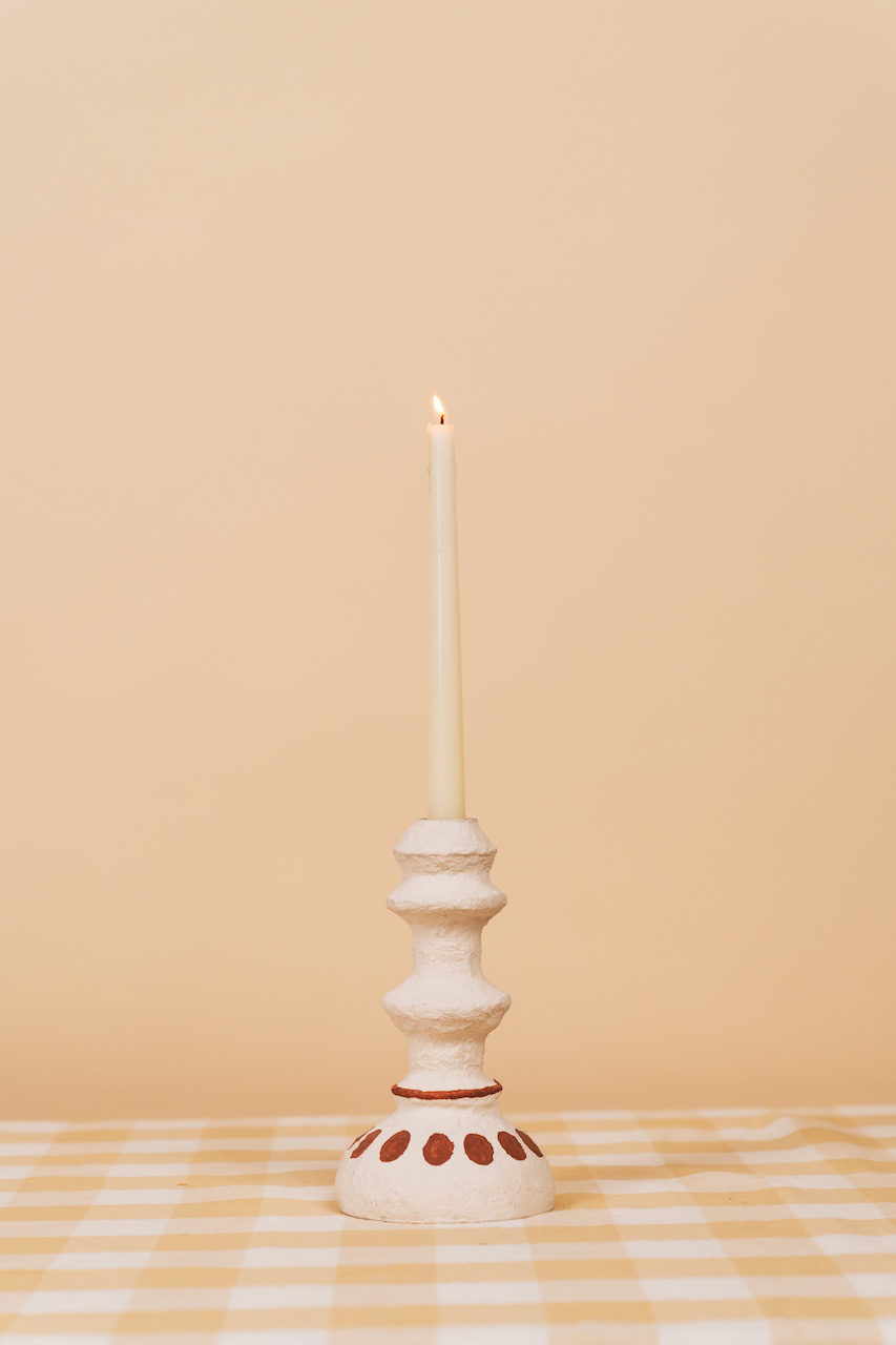 CURVY PAPIER-MÂCHÉ CANDLESTICK X COLLAGERIE