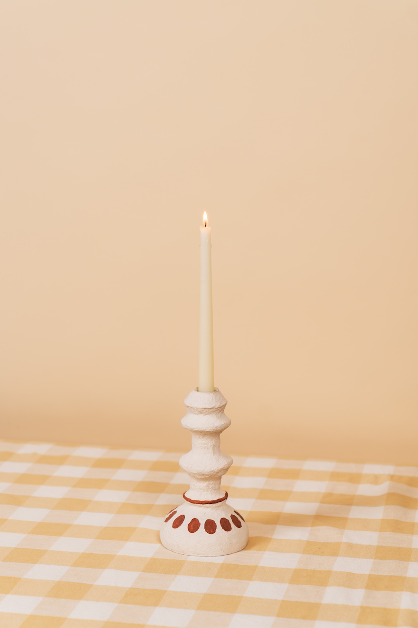 CURVY PAPIER-MÂCHÉ CANDLESTICK X COLLAGERIE