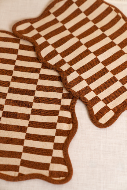 Camel Checkerboard Cotton Placemat Set