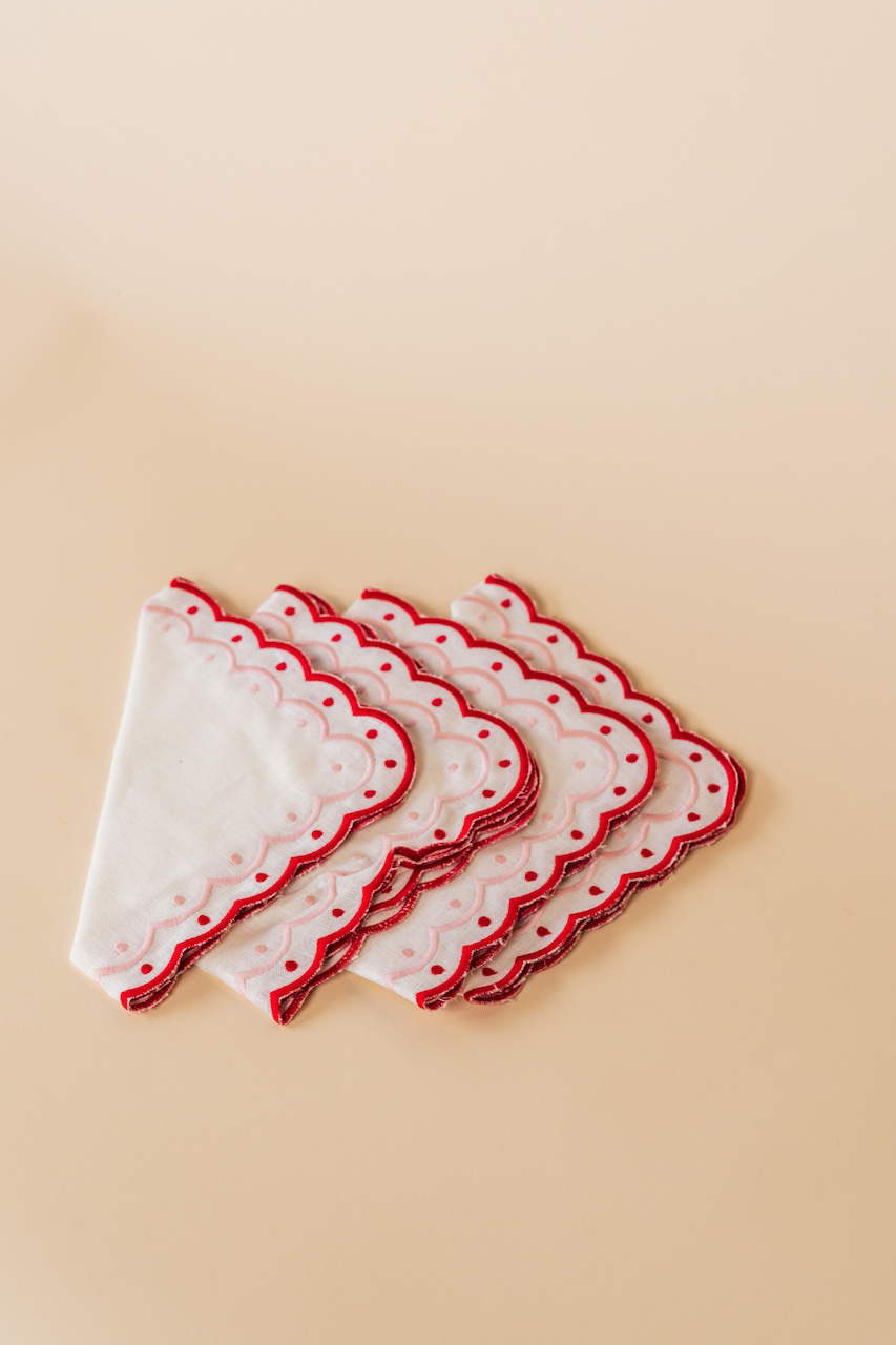 Carmen Linen Red and Pink Napkin
