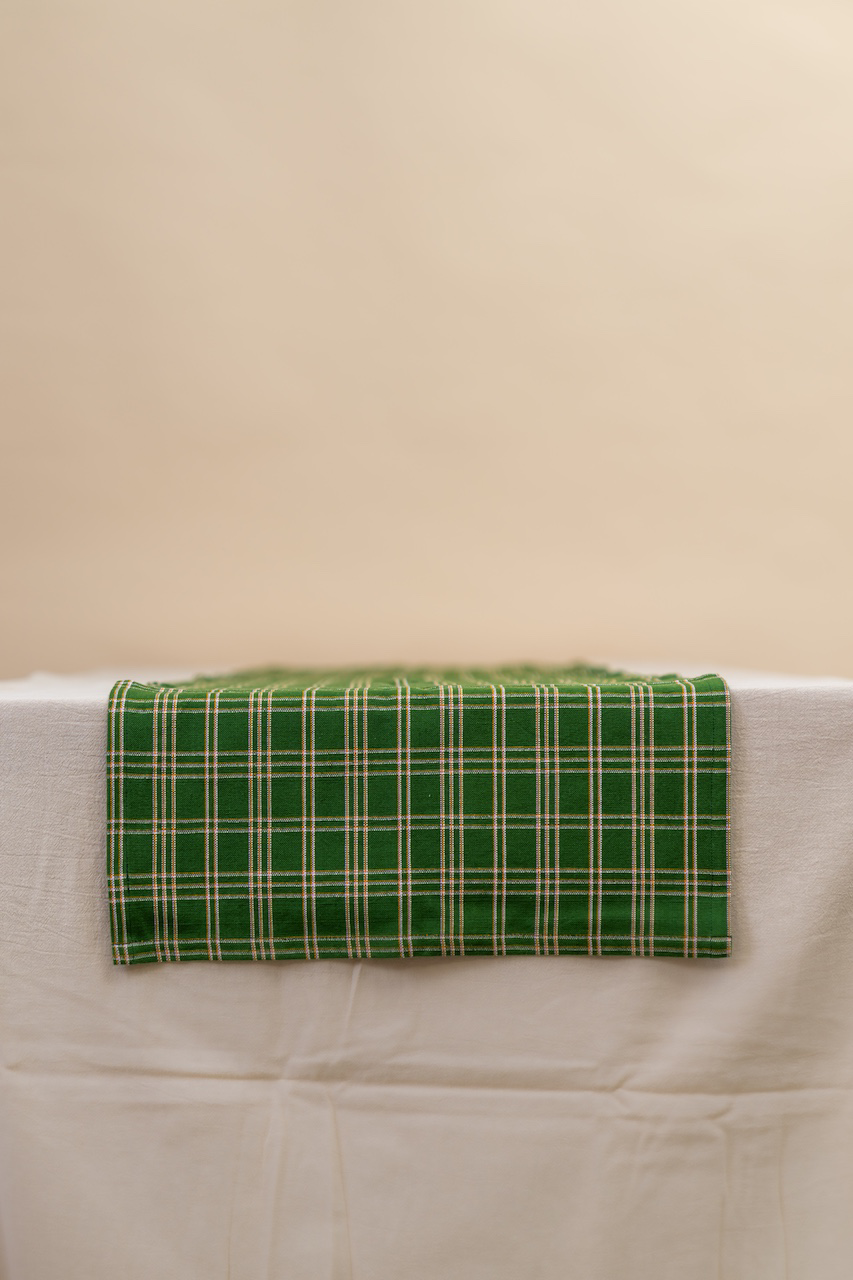 Chiapas Plaid Forest Green Table Runner