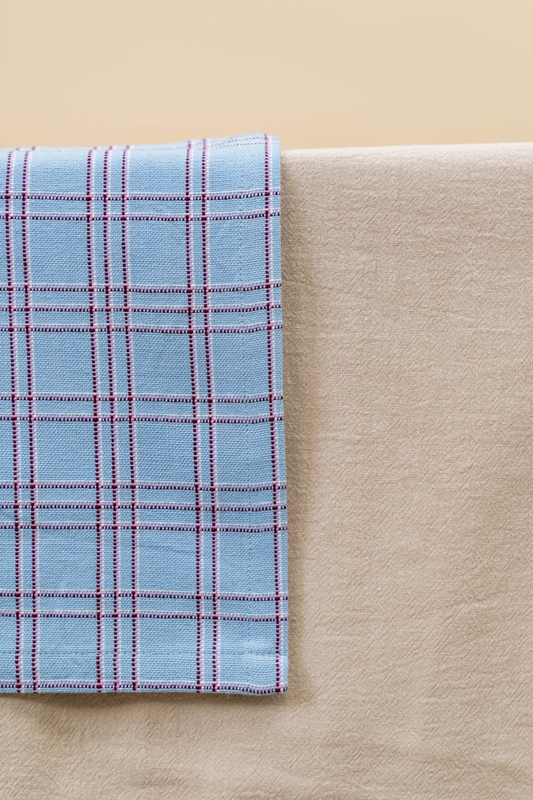 Chiapas Plaid Light Blue Table Runner