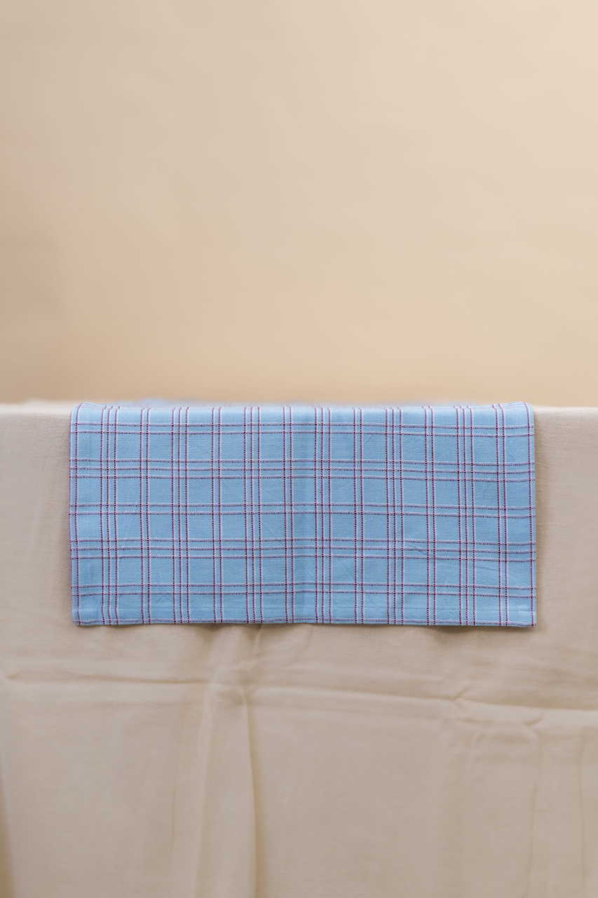 Chiapas Plaid Light Blue Table Runner