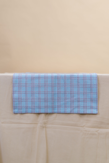 Chiapas Plaid Light Blue Table Runner