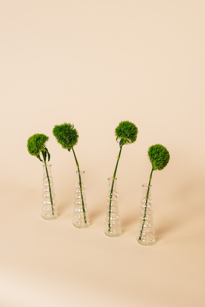 Clear Bubble Bud Vase Set of 4