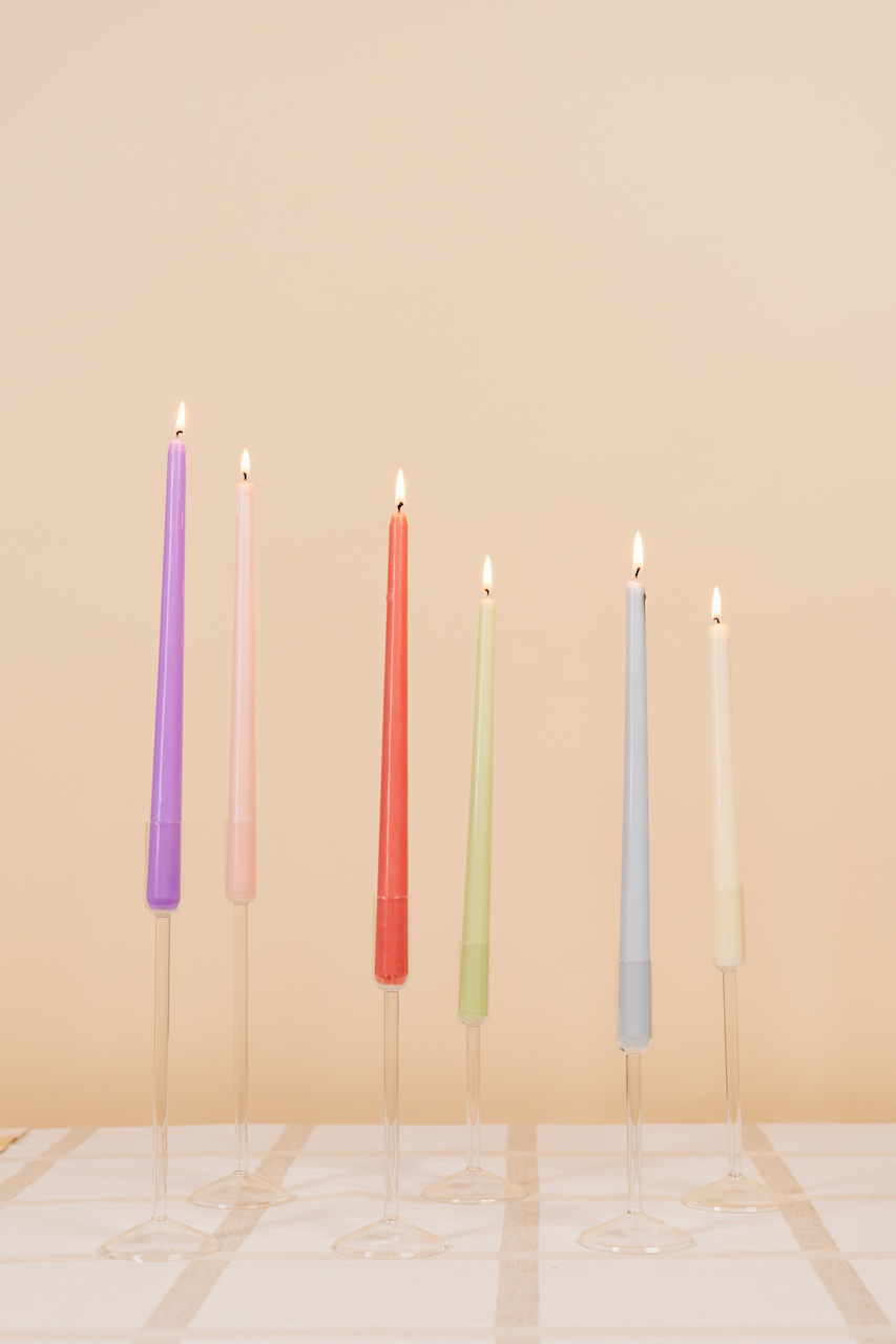 Clear Glass Candlestick Holder Set