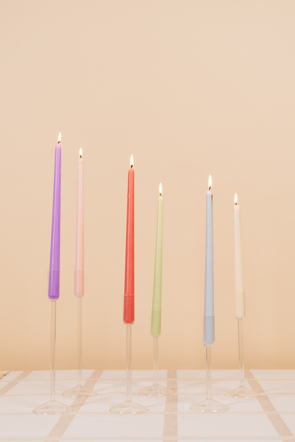 Clear Glass Candlestick Holder Set
