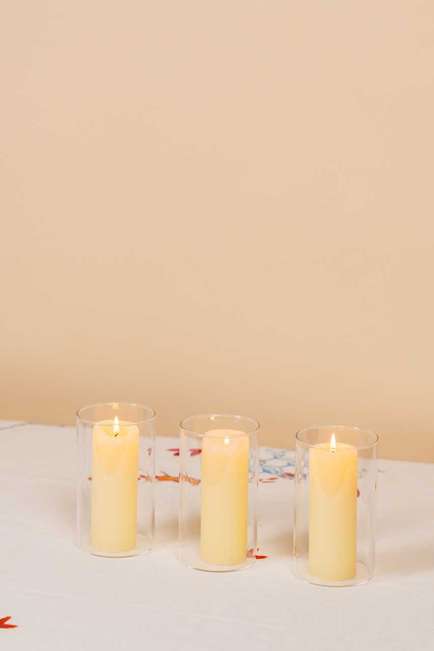 Clear Glass Hurricane Candle Holder Set (Medium)