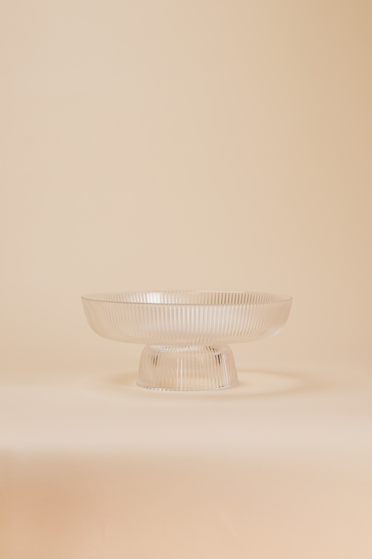 Clear Glass Patterned Pedestal Bowl 