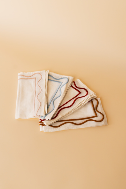 Colorblock Embroidered Linen Napkin Set