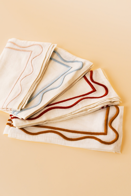 Colorblock Embroidered Linen Napkin