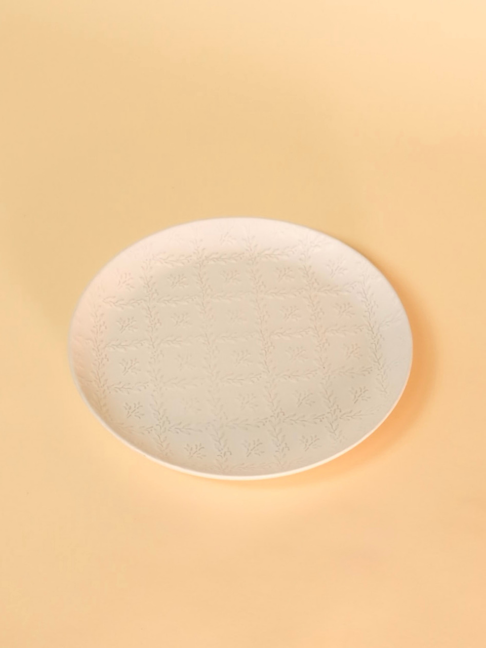 Round light fixture on a beige background